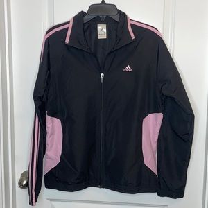 Adidas Women’s Black Windbreaker Black and Pink Size Large Jacket